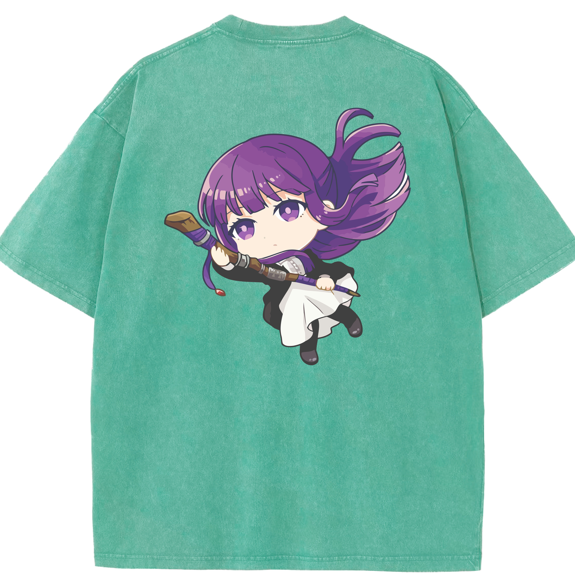 （画像用） 葬送のフリーレン Frieren 綿100% ヴィンテージ風 半袖Tシャツ（背面プリント）
